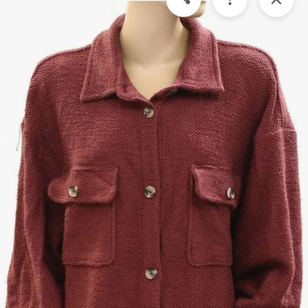 Anthropologie Rose Taupe Knit Shacket Shirt Tunic. Size Large - Picture 4 of 7